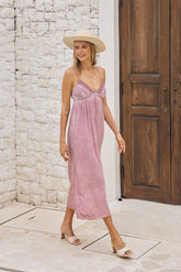 Meadow Long Dress - Pigment Color with Lavish Lace